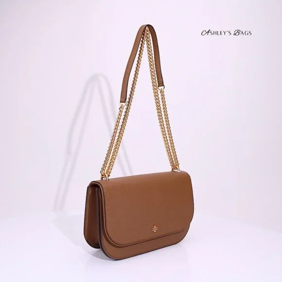 Tory Burch Emerson East West Flap Shoulder Bag Crossbody & Card Holder Moose